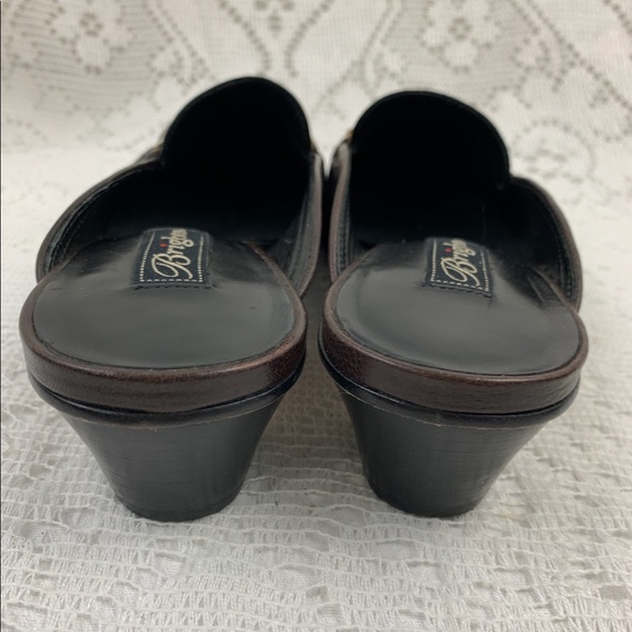 Brighton Leather Black Loafer Slip on Mules Heels - Picture 4 of 8